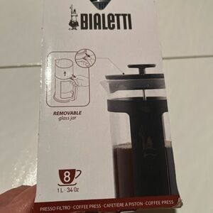 BIALETTI French Press Glass Coffee Maker -  8 Cup -  Black